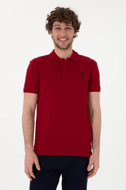 Erkek Slim Fit Polo Yaka Bordo Basic Ti__rt Sepette S_rpriz _ndirim