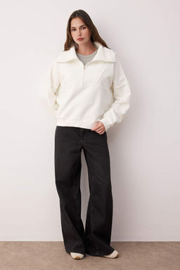 Antrasit Regular/Normal Kal?p Polar Fermuarl? Cep Detayl? Kal?n Orme Sweatshirt TWOAW26SW00009 - Trendyolmilla фото 7