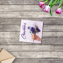 Цена за 20 шт. Мини?открытка Поздравляю, счастье, 7?7 см