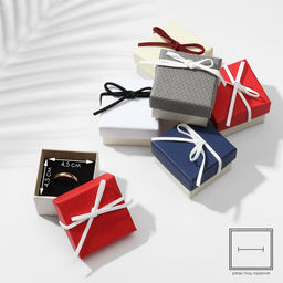 Цена за 6 шт. Коробочка подарочная под кольцо/серьги «Замшевый бантик», 5×5 (размер полезной части 4.5×4.5 см), МИКС