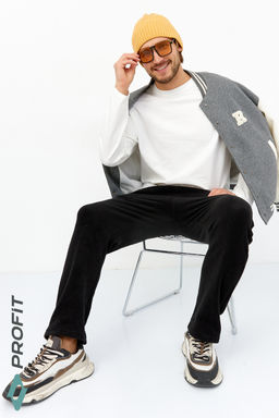 Мужские брюки утепленные, на флисе, черные