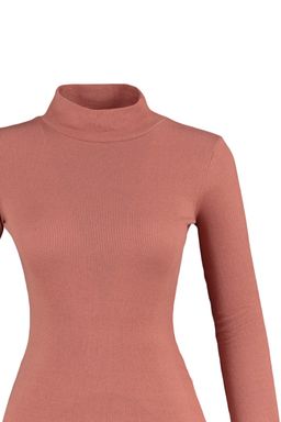 Gul Kurusu Fitted/Vucuda Oturan Dik Yaka Uzun Kol Fitilli Esnek Orme Bluz TWOAW21BZ0423