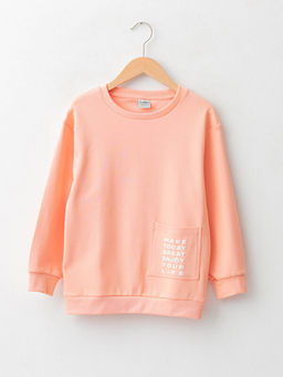 Bisiklet Yaka Bask?l? Uzun Kollu Erkek ?ocuk Sweatshirt