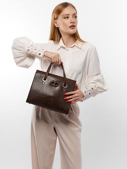 LACCOMA сумка WJD6707-коричневый эко кожа хлопок фото 3