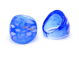 Широкое кольцо из муранского стекла модель 7 цв.синий