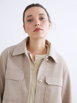 G?mlek Yaka Kad?n Ka?e Ceket