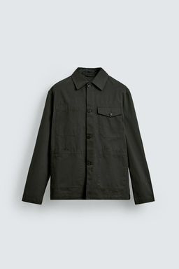 SOBRECAMISA REGULAR FIT BOLSILLOS / Verde / Azul - Zara фото 7