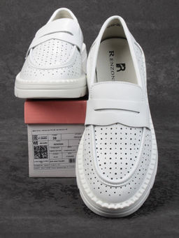 03-YD10-2D WHITE Лоферы женские (натуральная кожа)