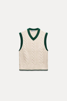 CABLE-KNIT VEST - Zara фото 6