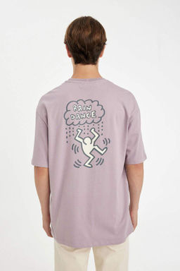 Футболка свободного кроя Keith Haring с круглым вырезом и короткими рукавами - Defacto фото 7