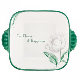 "Зе Флауэр оф Хепинис (The Flower of Happiness)" Салатник фарфоровый 700мл, 20,7х16,6х5,4см, с ручками, с деколью, отводка (Китай)
