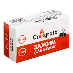 Цена за 12 шт. Зажимы для бумаг, 15 мм, 12 шт., в картонной коробке, МИКС