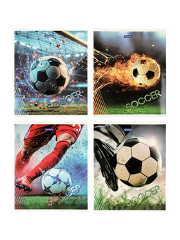 Комплект 12 тетрадей, 48 листов, клетка, 60гр, 4 вида, Футбол, выборочный уф-лак