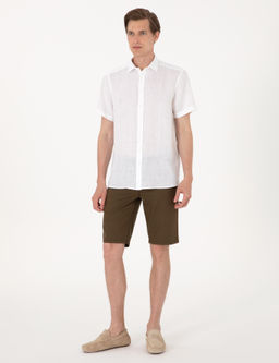 Beyaz %100 Keten Regular Fit K_sa Kollu G_mlek - Pierre cardin фото 4