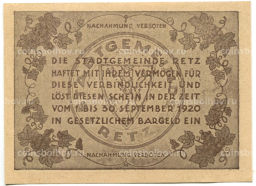 Банкнота 20 геллеров 1920 года Австрия Рец (нотгельд)