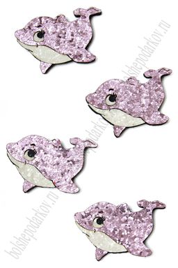Лазерная вырубка из кожзама "Дельфинчик №2" 4,5*3,8 см (10 шт) розовый, несклеенная