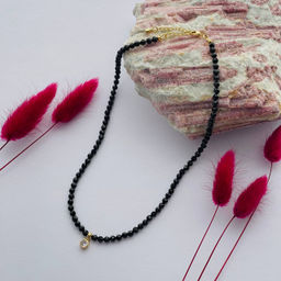 Бусы из черной Шпинели с подвеской "Фианит" 45 см +