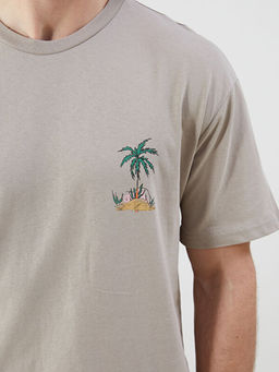 Bisiklet Yaka Bask?l? Penye Erkek Ti??rt