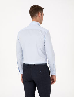 A__k Mavi Slim Fit Uzun Kollu Basic G_mlek