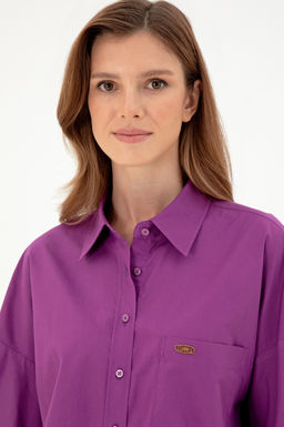 Женская фиолетовая рубашка с длинным рукавом Неожиданная скидка в корзине - U.s. polo assn фото 2
