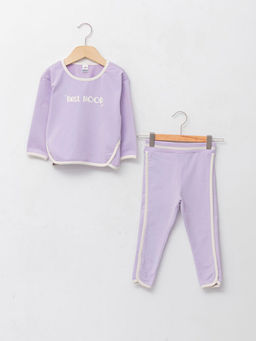 Bisiklet Yaka Uzun Kollu K?z Bebek Sweatshirt ve Tayt 2li Tak?m