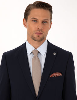 Lacivert Slim Fit Tak_m Elbise