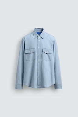 CAMISA DENIM LIGERO AARON LEVINE X ZARA / Azul medio  фото 7
