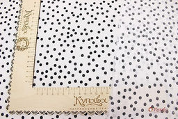 Штапель Россыпь черного среднего гороха на белом, ш.1.43м, вискоза-100%, 100гр/м.кв - Купава фото 2