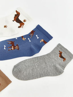 K?pek Desenli Erkek ?ocuk Soket ?orap 5li