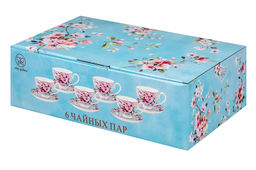 Чайн. наб. 12 пр. 300 мл Яблоневый цвет на голубом на ножке, NEW BONE CHINA - Elan gallery фото 34