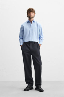 STRAIGHT-LEG WOOL BLEND TROUSERS