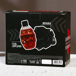 Подарочный набор косметики Настоящему мужику, гель для душа 250 мл и мочалка для тела, HARD LINE  фото 5