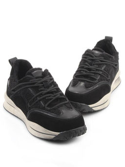 04-XKL23-138R BLACK Кроссовки утепленные женские (натуральная кожа, натуральная замша, байка)