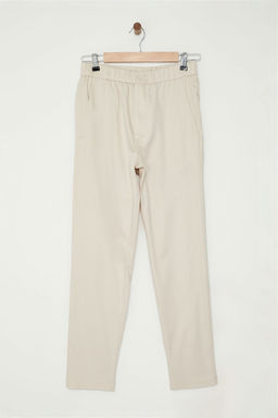 TRENDYOL MAN Beyaz %100 Pamuk Beli Lastikli Slim Fit Gabardin Gizli Kapamal? Dokuma Pantolon TMNAW25PL00019 - Trendyolmilla фото 8