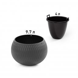 Кашпо Жемчужина подвесное 4л (графитовый) М8918 - Альтернатива фото 5