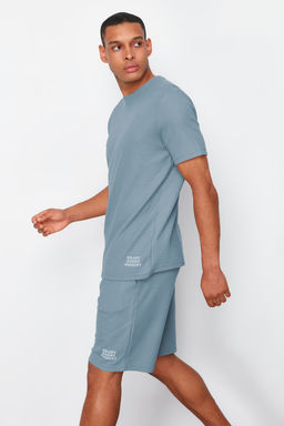 TRENDYOL MAN Mavi Regular Fit Waffle Sortlu Pijama Tak?m? TMNSS23PT00032 - Trendyolmilla фото 77
