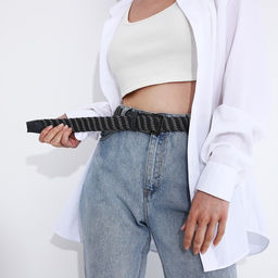 Ремень, ширина 3.5 см, резинка, пряжка металл, цвет серый - Simaland фото 3