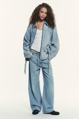 DRAWSTRING FLOWING TRF DENIM TROUSERS