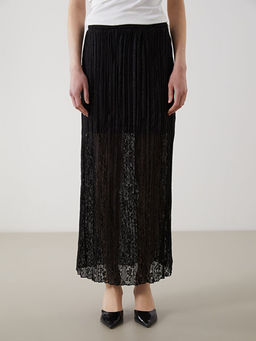 Beli Lastikli Desenli Kad?n Pileli Etek