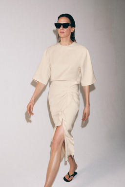 VESTIDO MIDI DRAPEADO ZW COLLECTION / Crudo medio - Zara фото 6