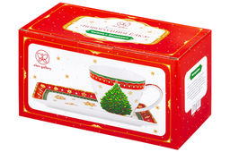 Чашка 250 мл с блюдцем для десерта 20*10*2 см Новогодняя елка красный узор NEW BONE CHINA - Elan gallery фото 27