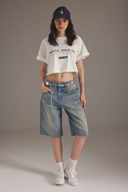 Mavi Soluk Efekt Vintage Normal Bel Denim Jorts Bermuda TWOSS25SR00150