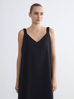 V Yaka Ask?l? A Kesim Elbise