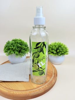 Цена за 2 шт. Бутылка цилиндр с кнопоч. дозатором для масла/соусов,Olive Oil оливки на зел фоне,330 мл 01950-00829