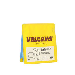 Клубничный сорбет, белый шоколад 50 %