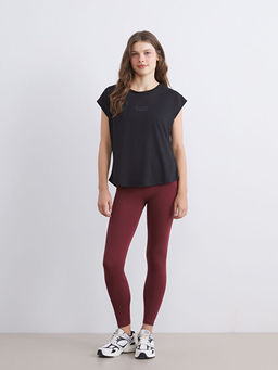 Bisiklet Yaka Bask?l? Kad?n Spor Ti??rt