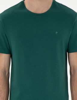 Koyu Ye_il %100 Pamuk Slim Fit Bisiklet Yaka Basic Ti__rt - Pierre cardin фото 6