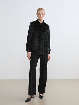 Parlak G?r?n?ml? Kad?n Kadife G?mlek