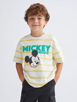 Bisiklet Yaka Mickey Mouse Bask?l? Erkek ?ocuk Ti??rt