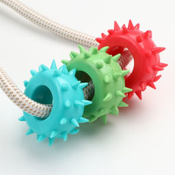 Игрушка для собак Кольца с шипами на присоске, 40 см, зелёная/голубая/красная - Пижон фото 5